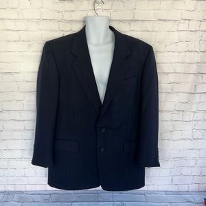 Men’s 100% Wool pinstripe navy blue blazer size 41R